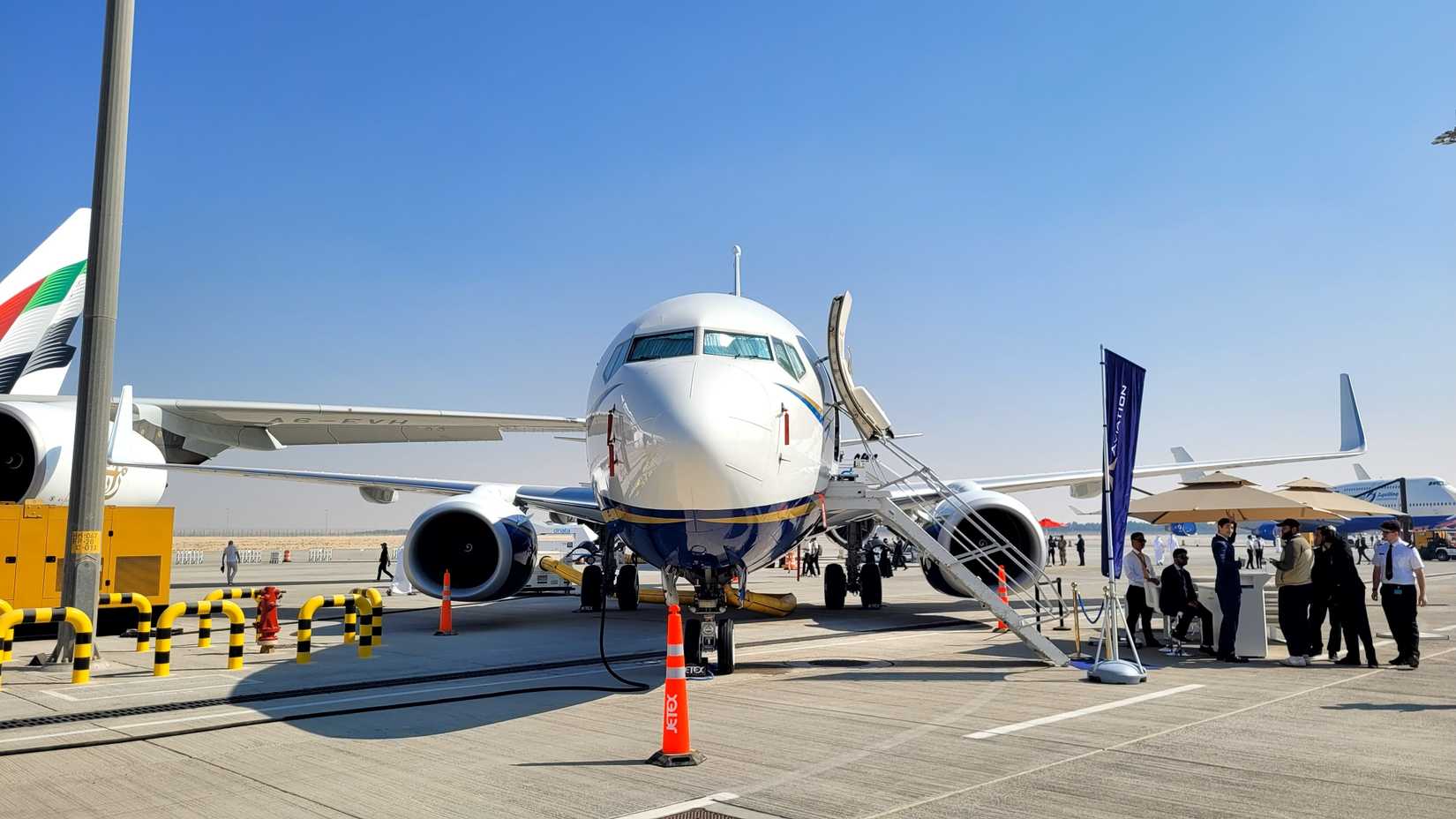 ,2025. Boeing Business Jet (BBJ) displayed at Dubai Airshow.-1