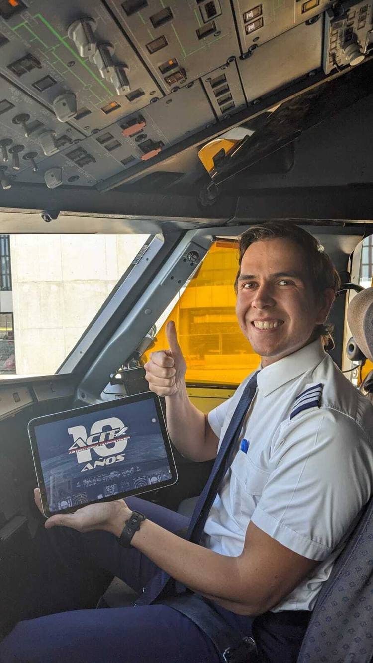 Pilot Camilo in his cockpit getting ready to cross the South American Continent