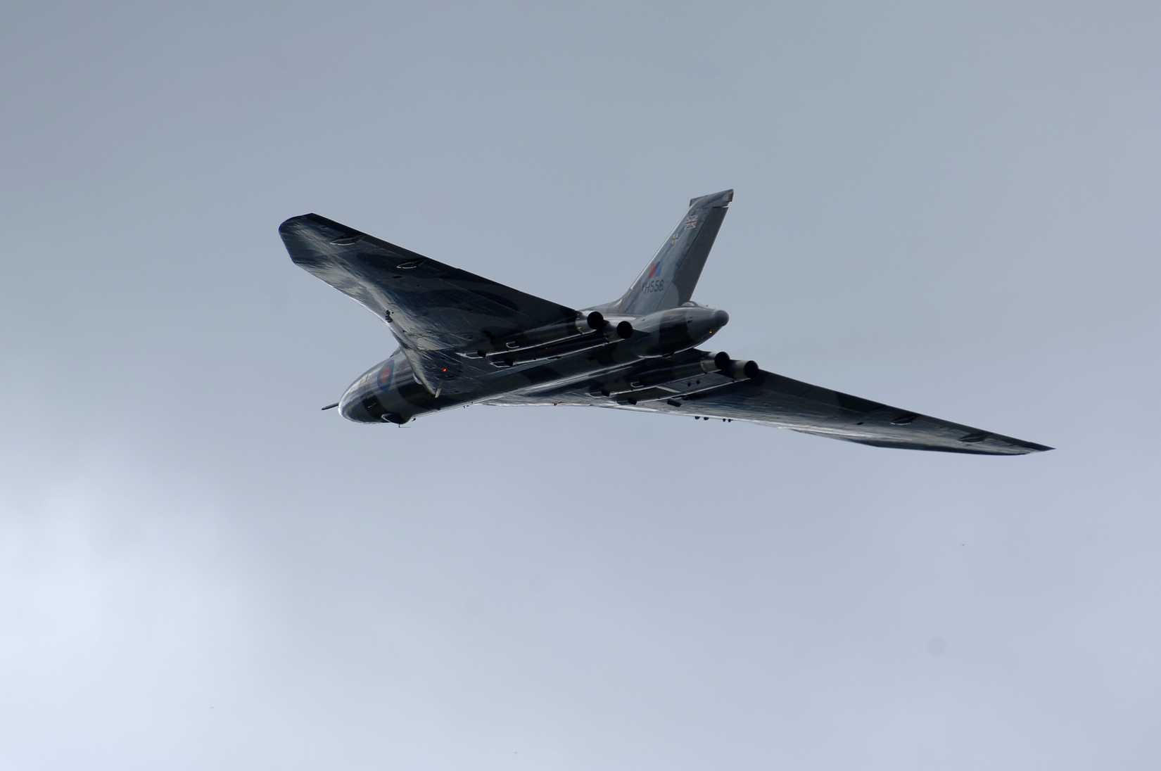 A British Avro Vulcan soars through above thousands of spectators July 13, 2012.