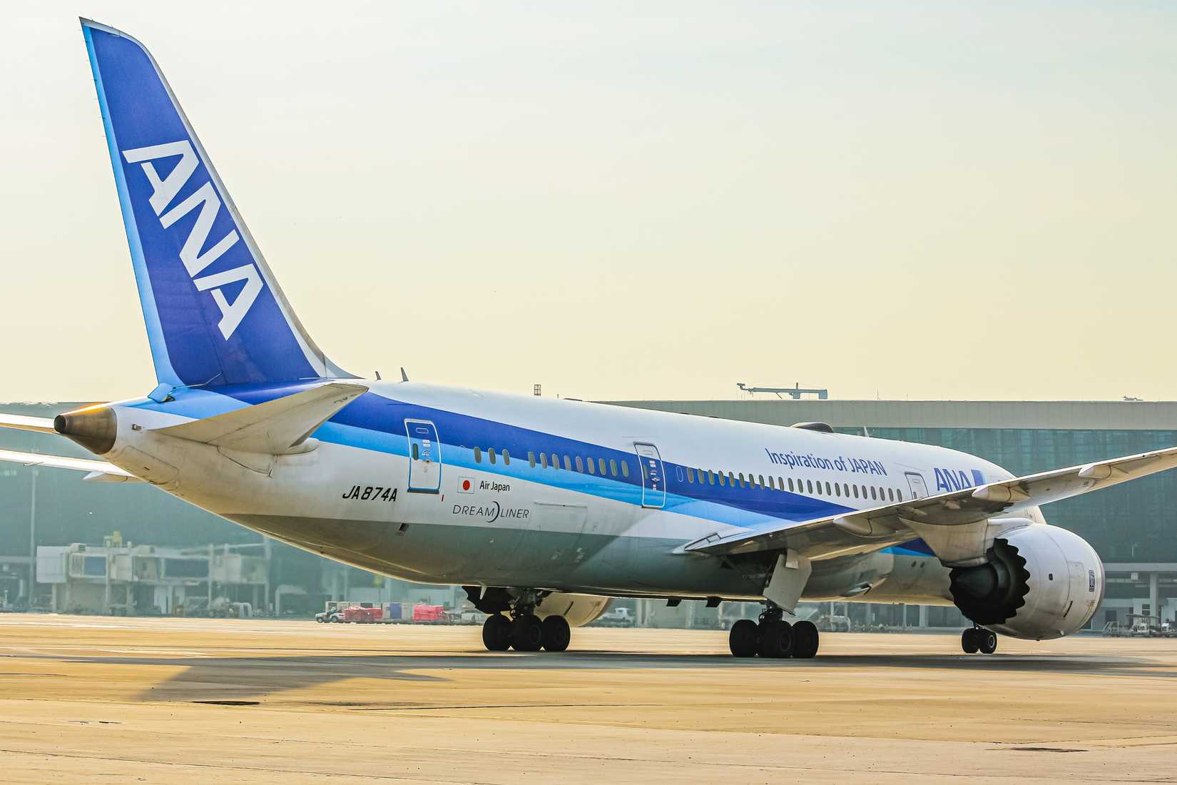 All Nippon Airways B787 morning arrival from Haneda, Japan.