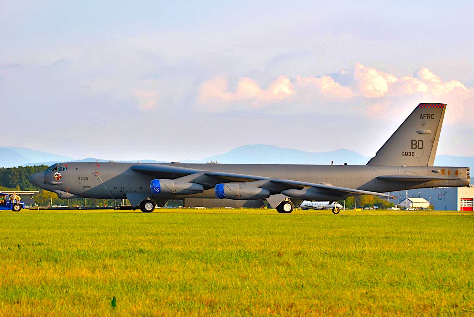 A B-52 Stratofortress is towed to display area at Ostrava, Czech Republic, for NATO Days 2016. 