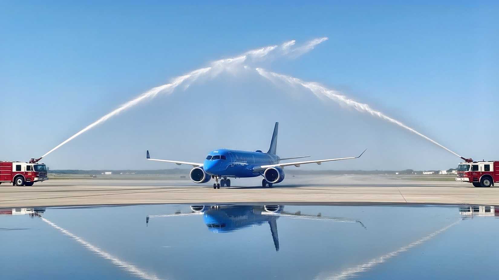 Breeze Airways A220-300 AI-generated water arch custom creation