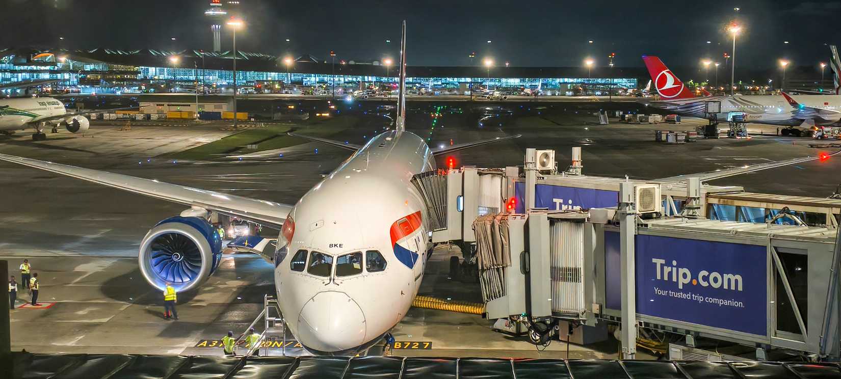 British Airways Boeing 787-9 Dreamliner aircraft at Kuala Lumpur International airport.