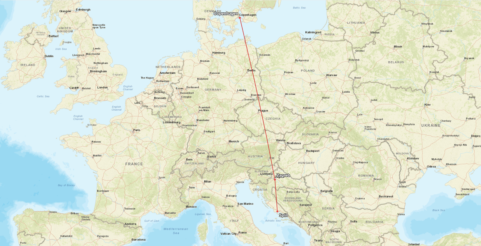 Croatia Airlines A320 Route Map