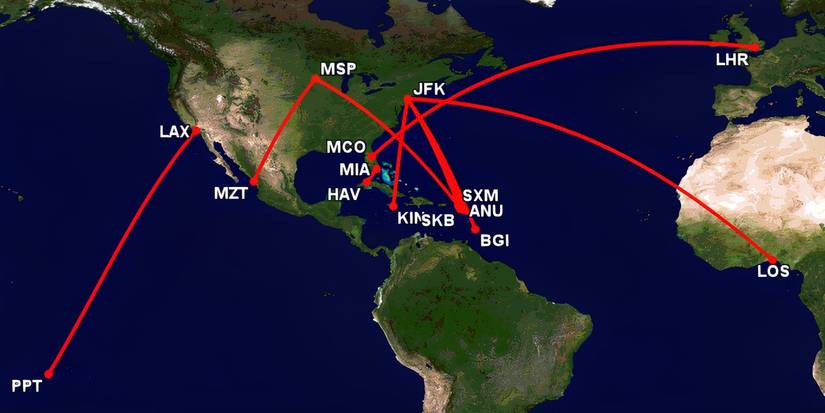 Delta Air Lines' 10 international routes with the lowest SLF