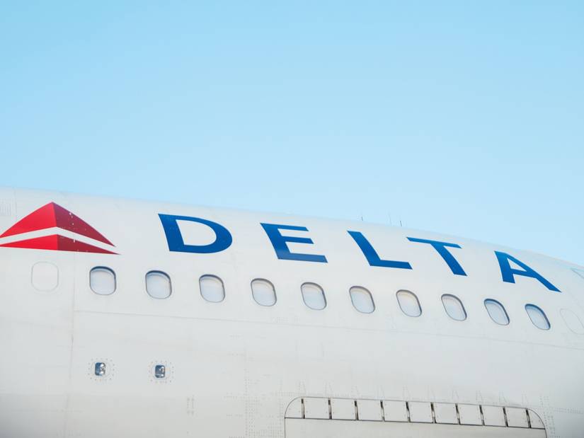 Delta Air Lines fuselage livery close up