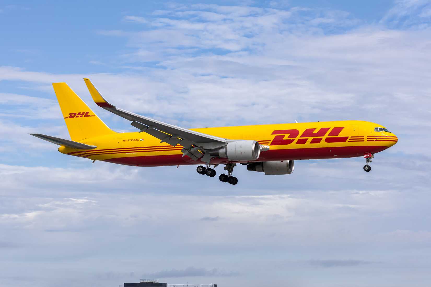 DHL Aero Expreso Boeing 767-300ER(BDSF) airplane at Miami airport in the United States.