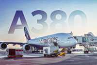 Emirates Airbus A380 on stand custom thumbnail