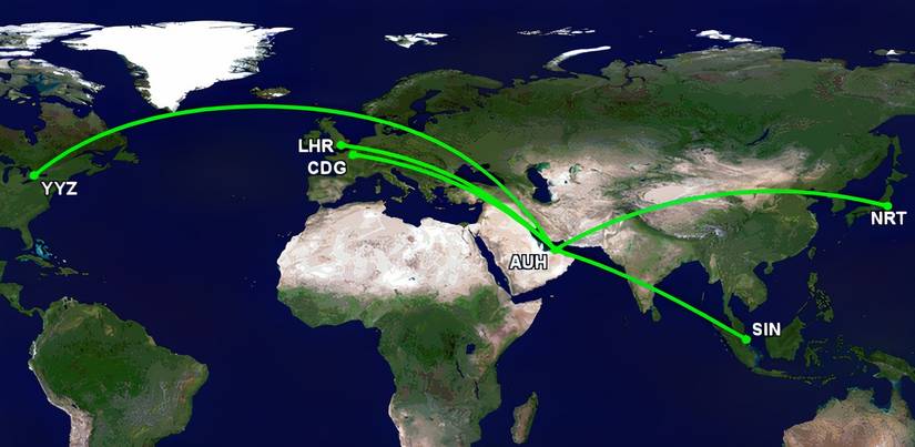 Etihad's A380 network in 2026