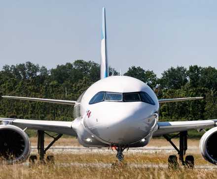Eurowings Airbus A320neo head-on photo