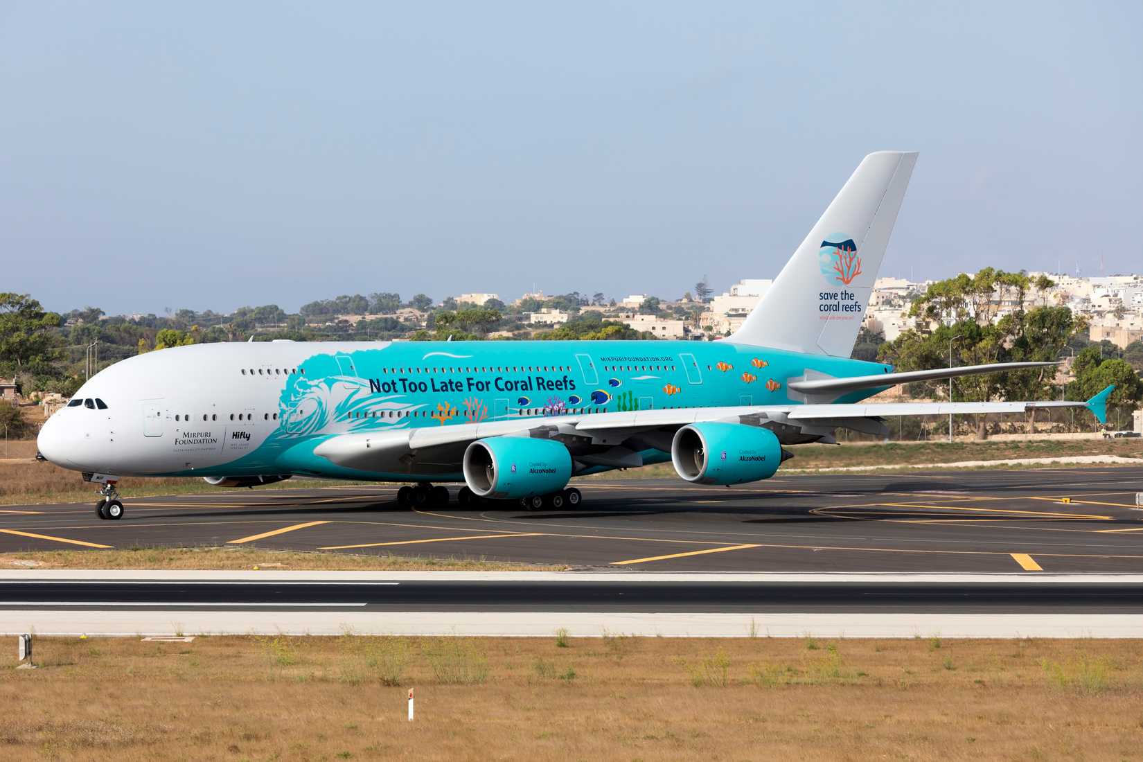 HiFly Airbus A380 Coral Reef livery