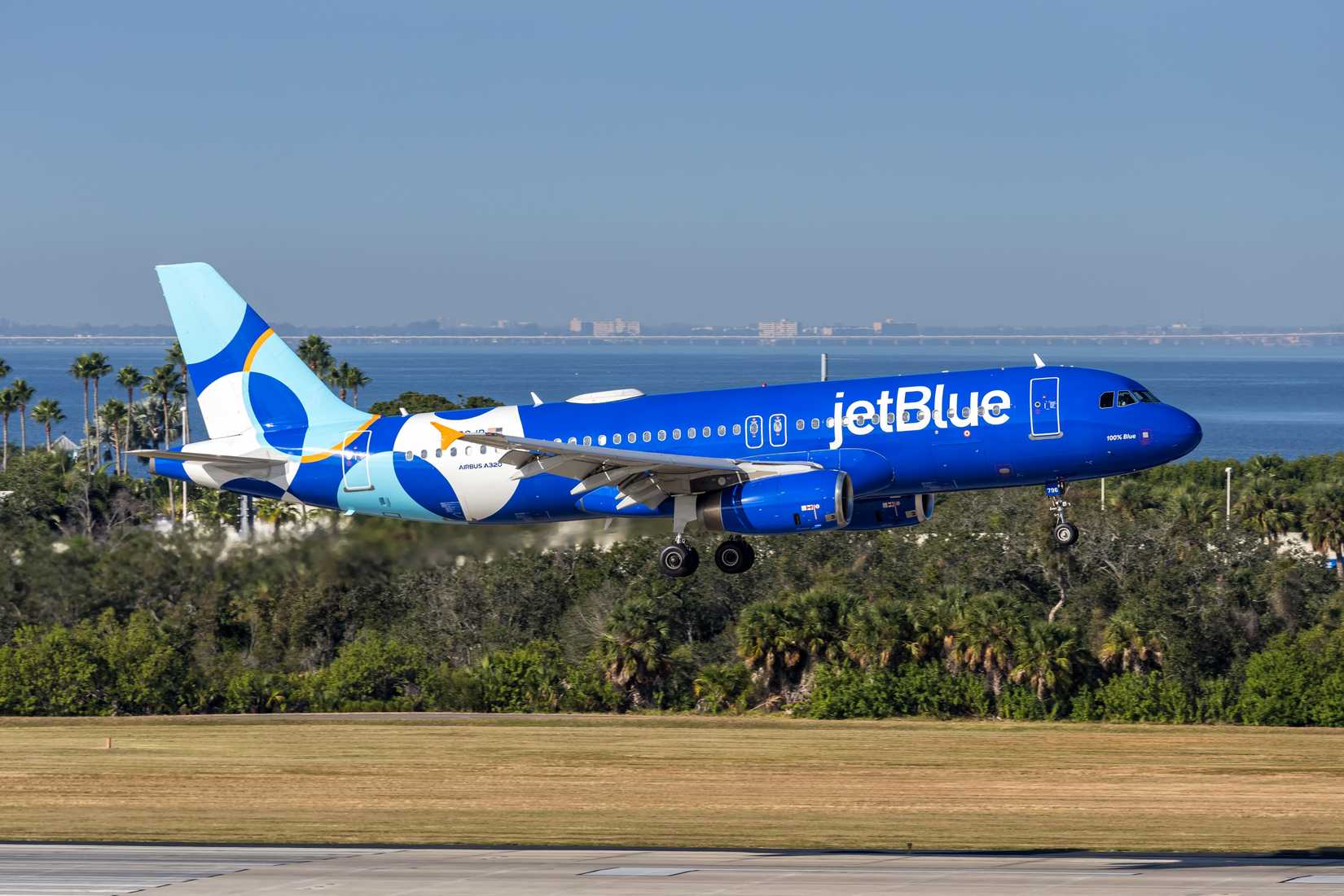 JetBlue Airways Airbus A320 airplane at Tampa airport in the United States.