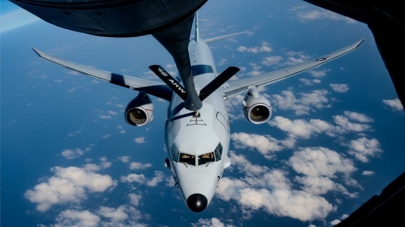 P-8 Poseidon refueling over the sea