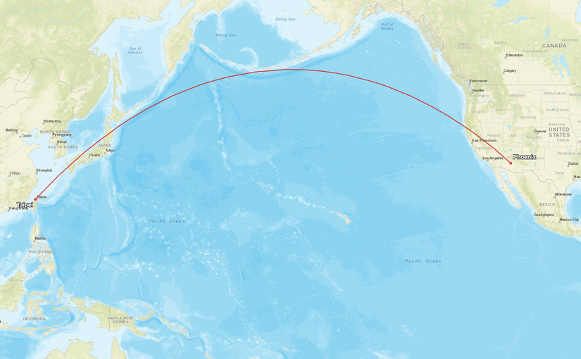 Phoenix Taipei Flight map