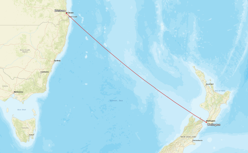 Qantas Brisbane Wellington Flight Map