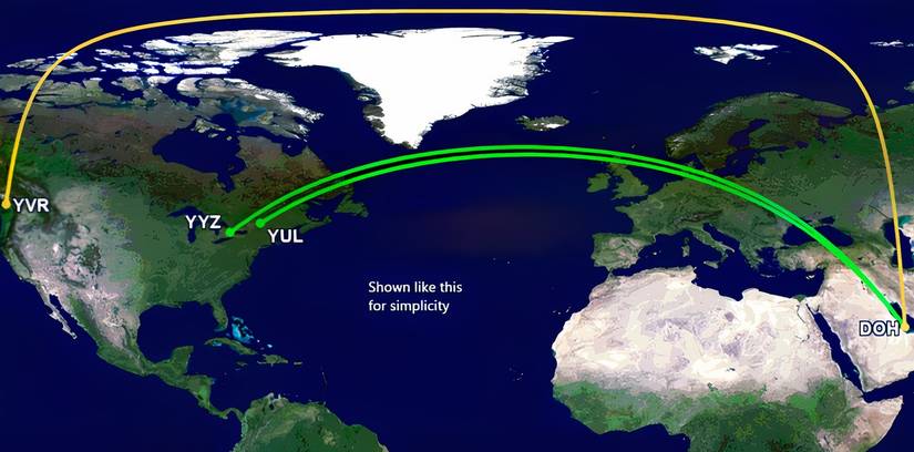 QR to Canada route map