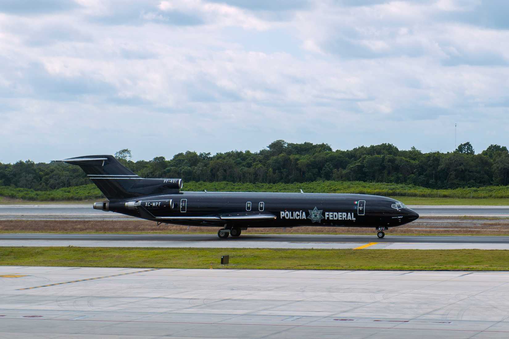 Policia Federale Preventiva of Mexico Boeing B727-200 XC-MPF at Cancun International Airport CUN, Cancun, Quintana Roo QR, Mexico.