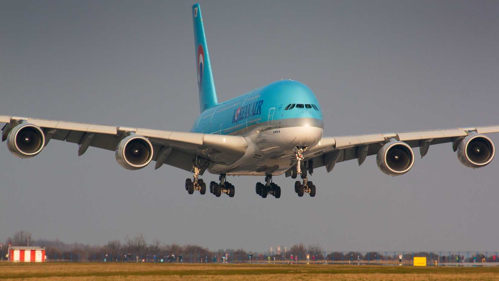 Korean Air Airbus A380 Landing In Prague