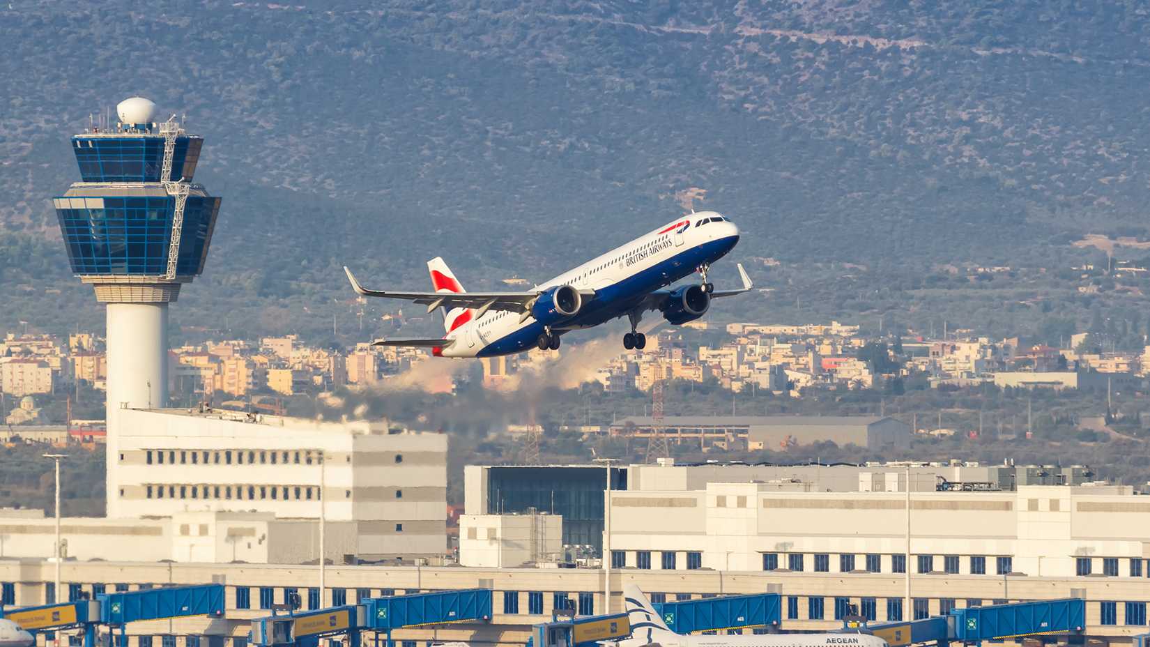 athens airport british airways take off