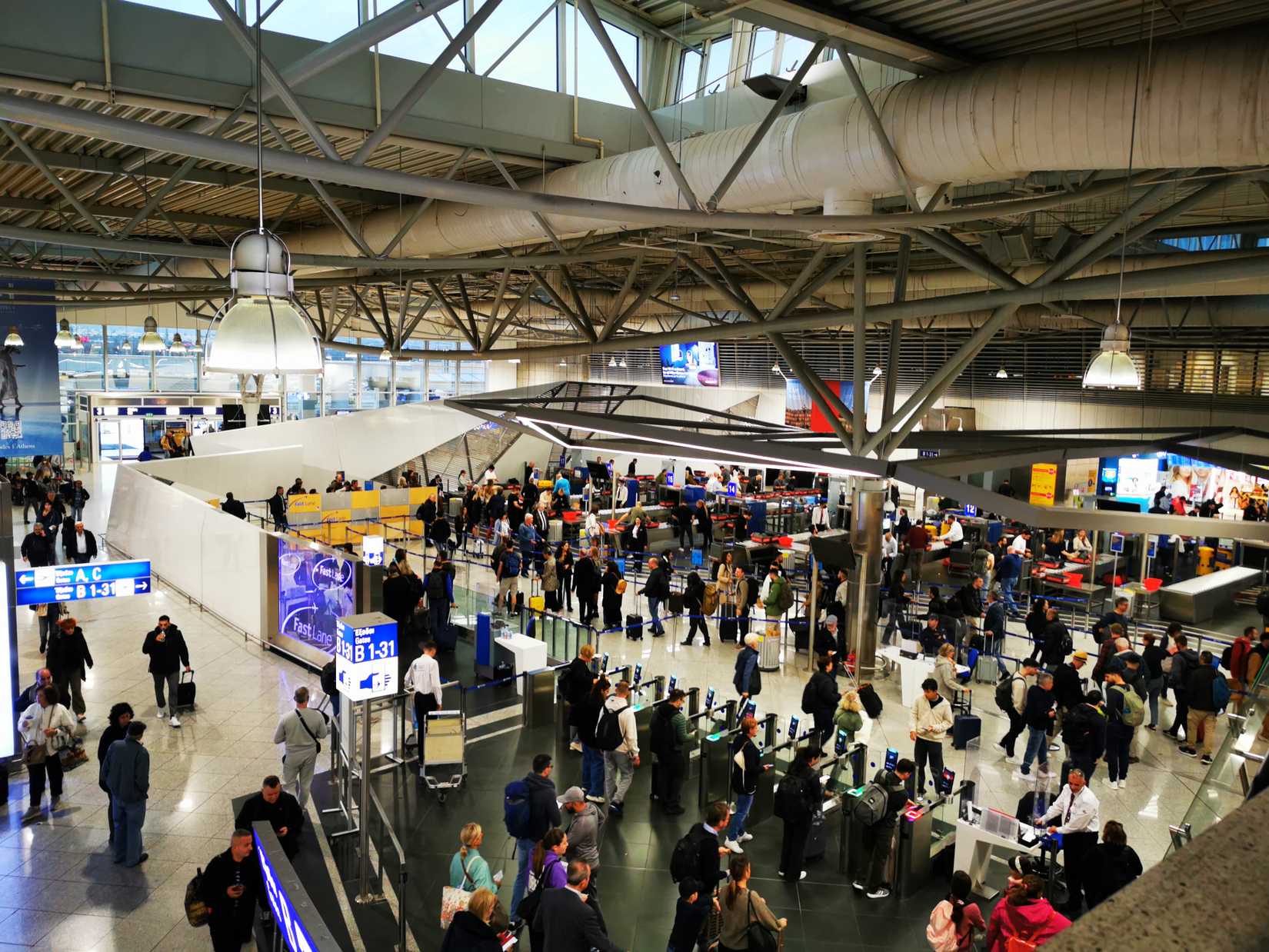 aerial view from above at gates at Athens Airport Eleftherios Venizelos
