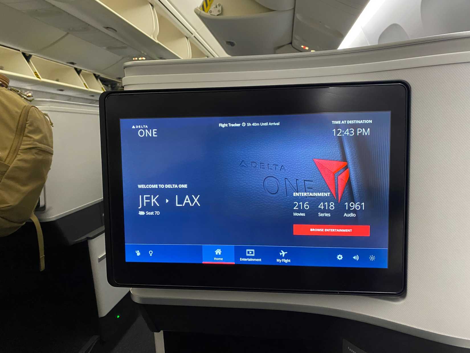A Delta One Cabin On A Transcontinental Flight