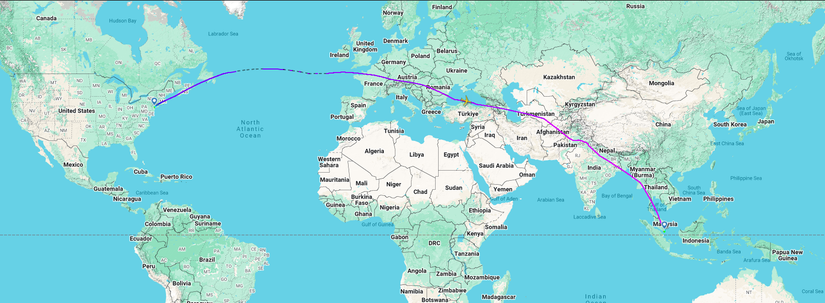 Singapore Airlines Newark Flight Map