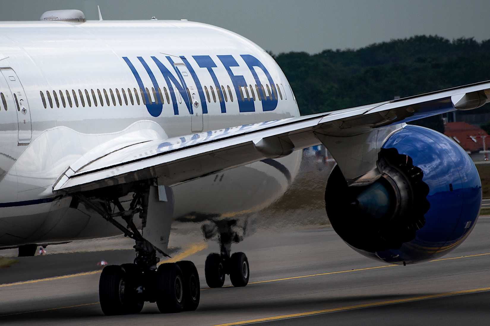 United Airlines Boeing 787-9 Dreamliner in airport on May 15,2022 in Frankfurt,Germany.