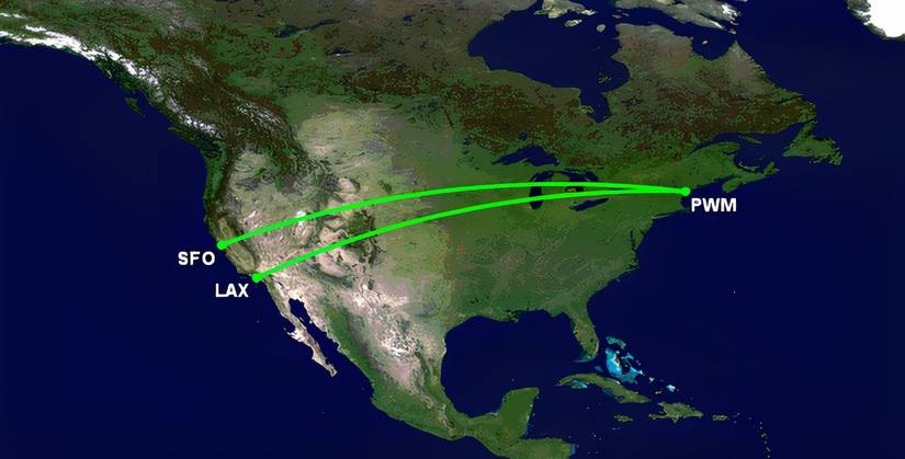 United's two new transcon routes to Maine