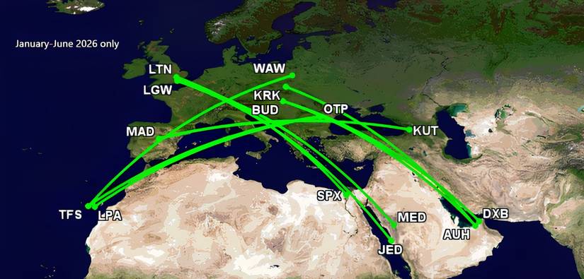 Wizz Air's 10 longest routes 1H 2026