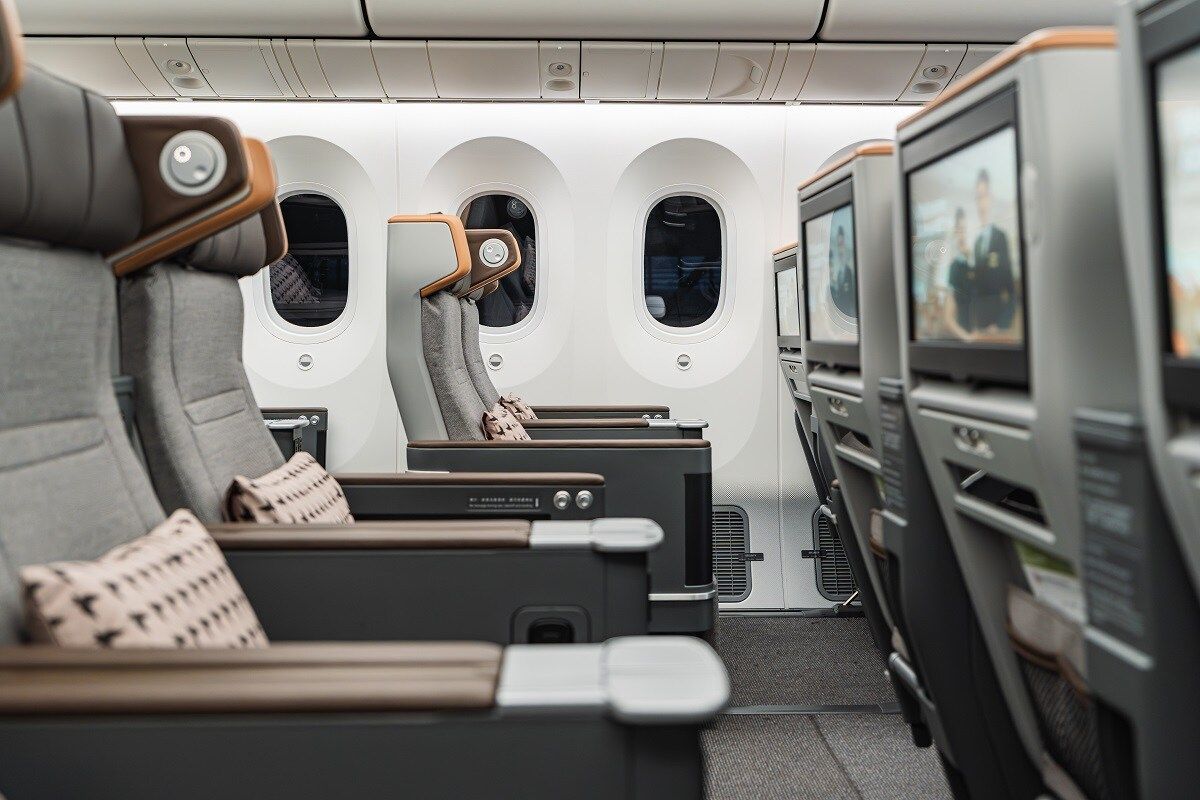 EVA Air Boeing 787-9 premium economy class seat.