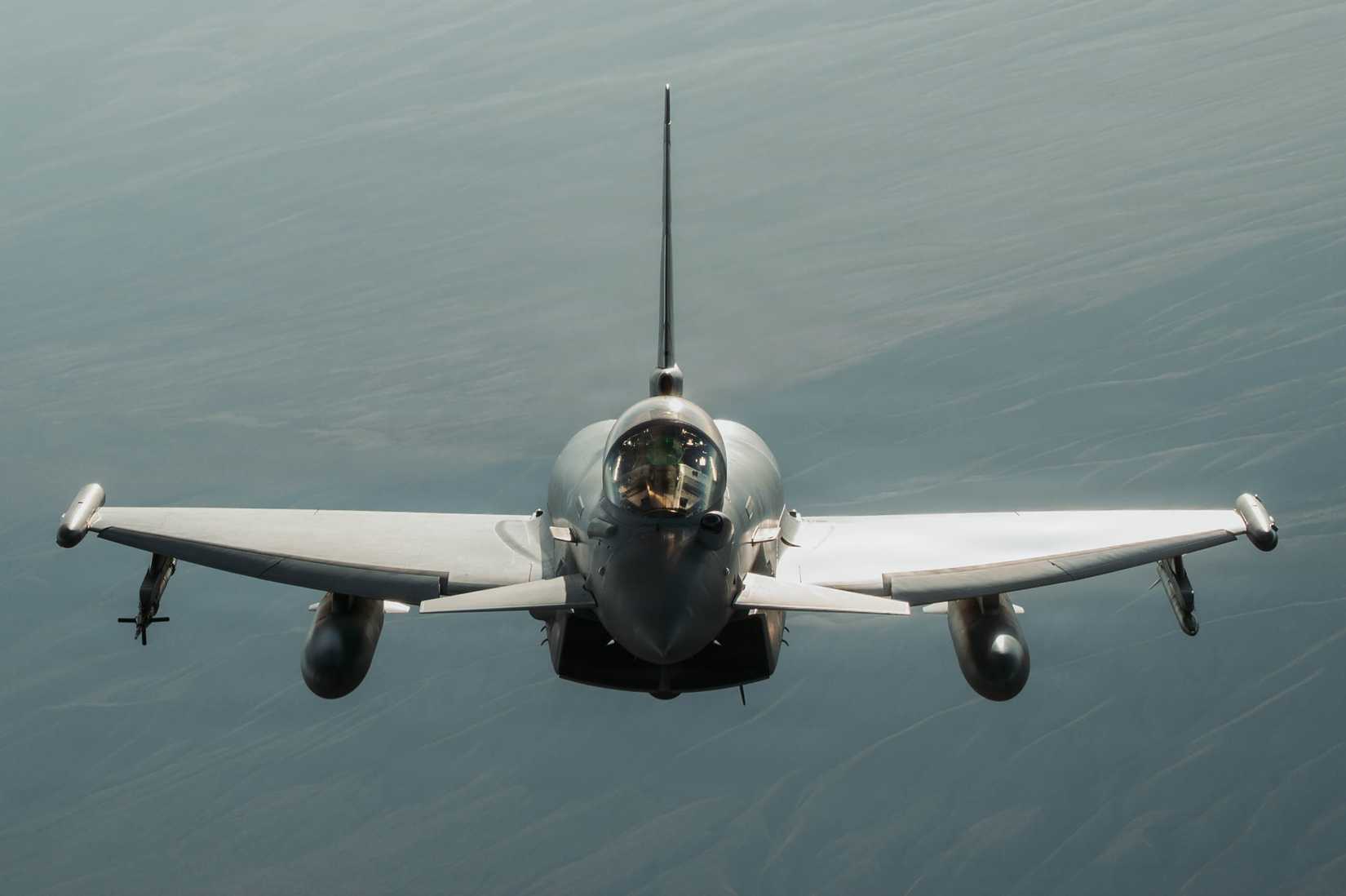 A British Royal Air Force Eurofighter Typhoon flies during Red Flag-Nellis 26-1
