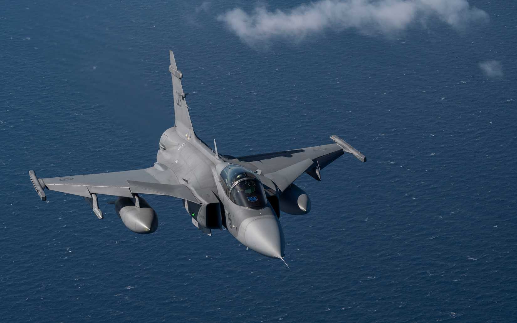 A Swedish Air Force JAS 39 Gripen participating in NATO exercise Ramstein Flag 24.