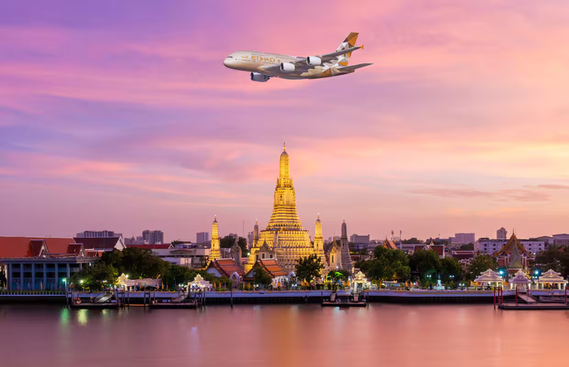 Etihad Airways Airbus A380 Over Bangkok