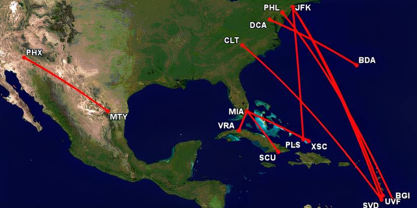 AA's 10 international routes with the lowest SLF