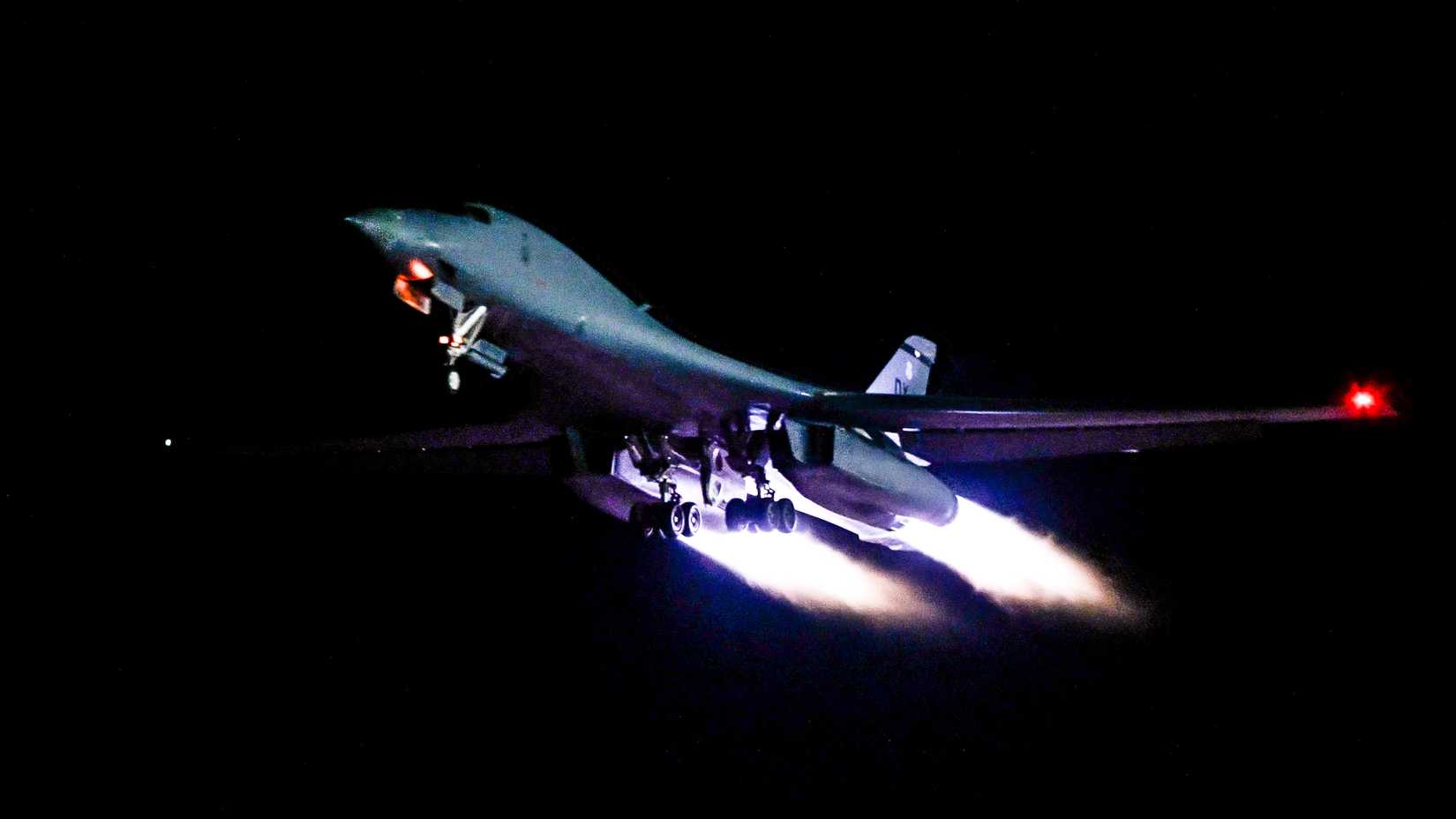 Air Force B-1B Lancer assigned to the 7th Bomb Wing departs in support of a bomber air demonstration at Dyess Air Force Base, 2025.
