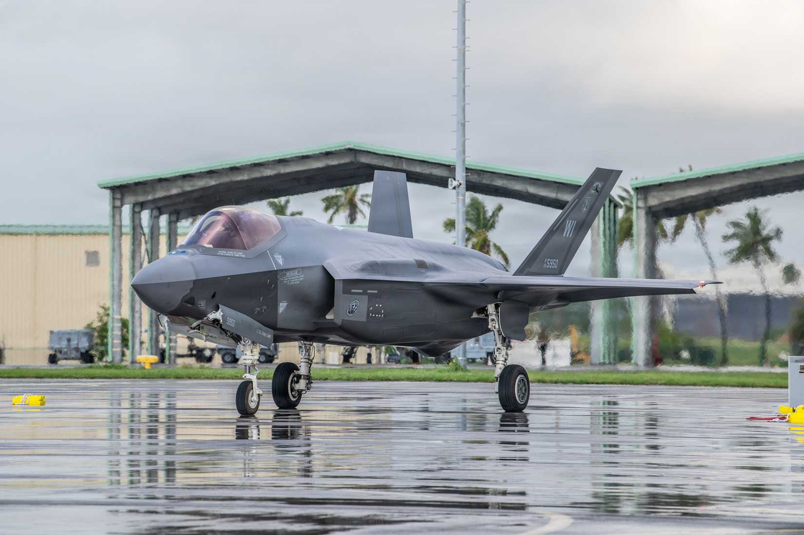 Air Force F-35A Lightning II aircraft assigned to the 115th Fighter Wing, Wisconsin Air National Guard, sits on a ramp during exercise Sentry Aloha 26-1.