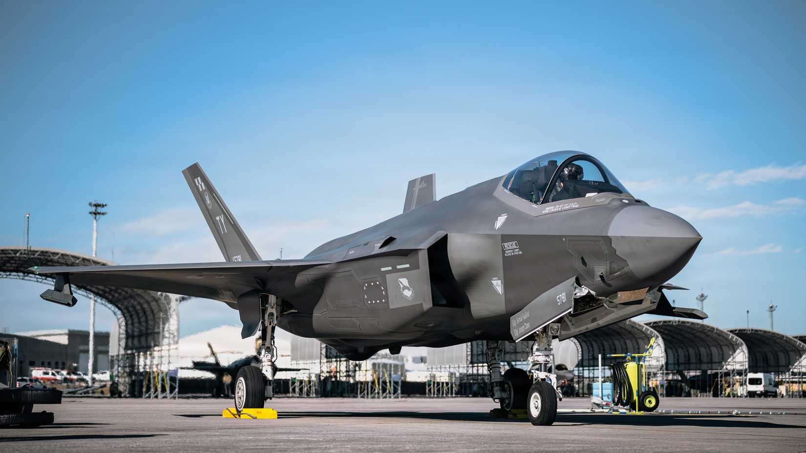 Air Force F-35A Lightning II assigned to the 95th Fighter Squadron prepares to taxi at Tyndall Air Force Base, Florida, Jan. 28, 2026.