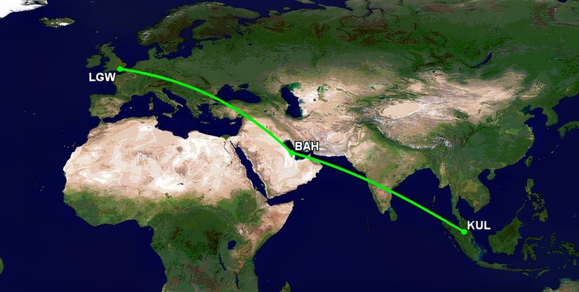AirAsia Kuala Lumpur to Gatwick via Bahrain