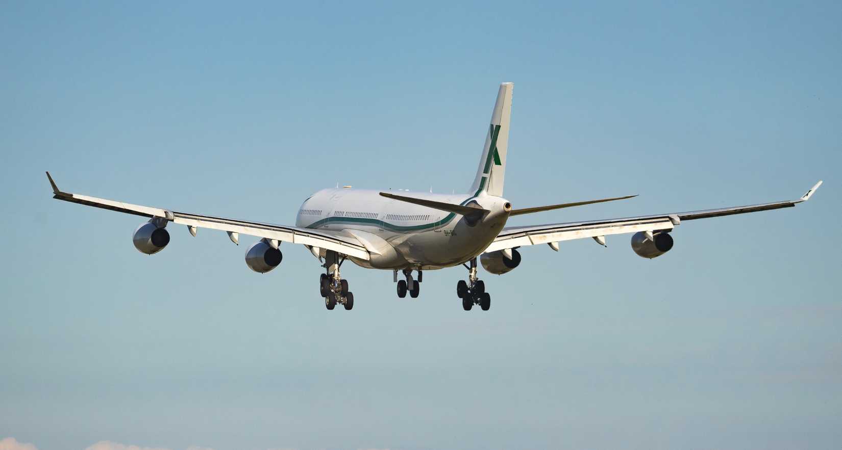 AirX Airbus A340-312 takes off from Vaclav Havel Airport Prague.