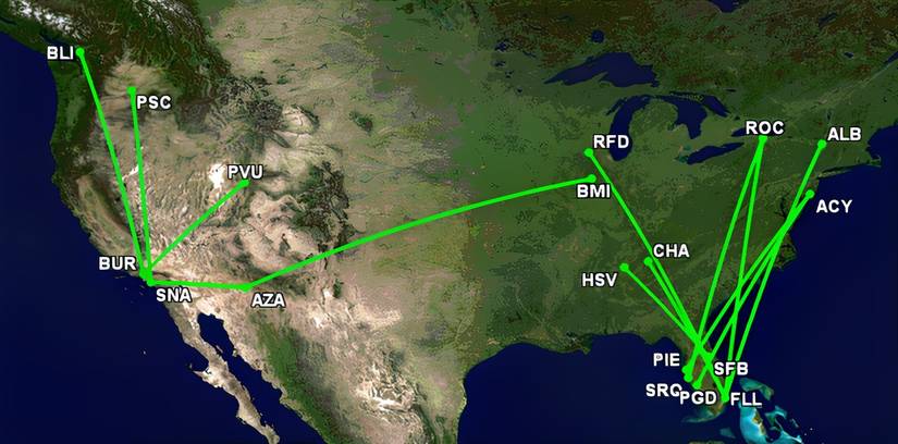 Allegiant's additional routes
