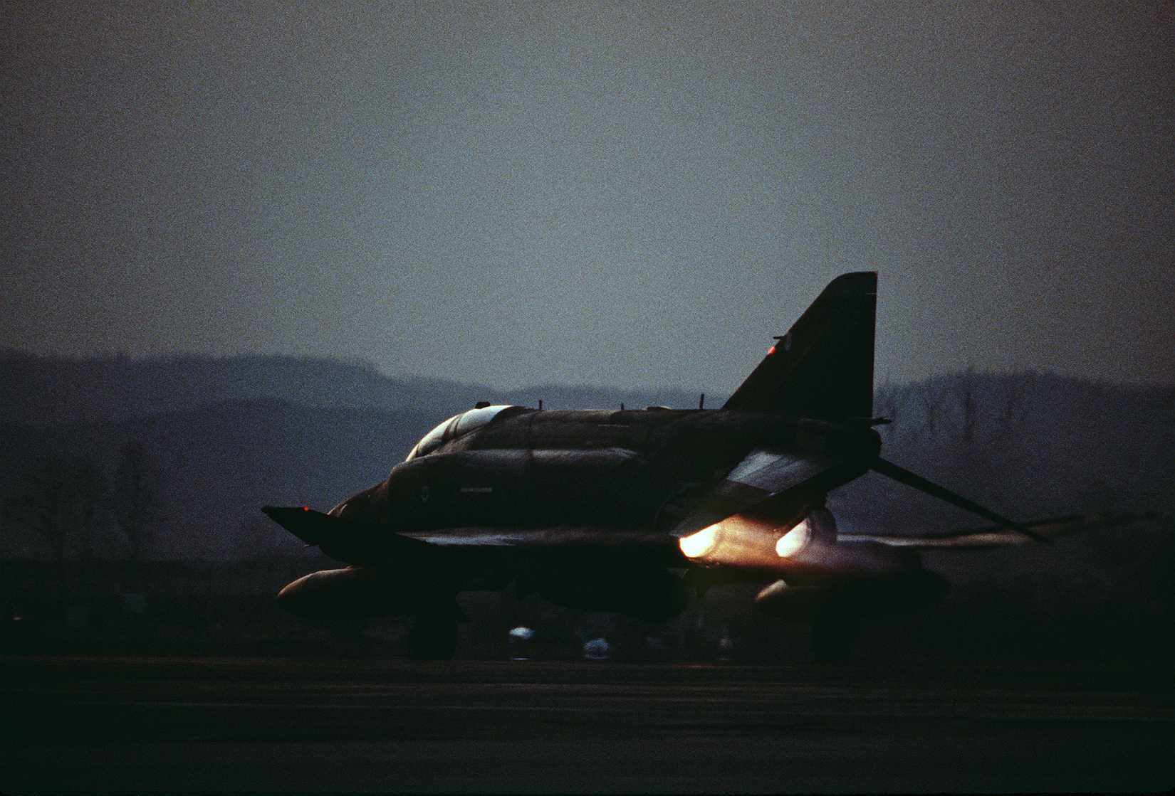 An F-4 Phantom II aircraft takes off during Exercise TEAM SPIRIT'86.