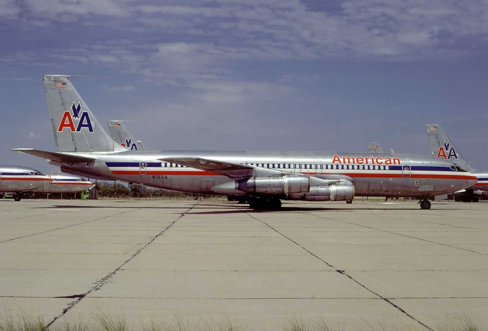 An American Airlines Boeing 707 On The Tarmac