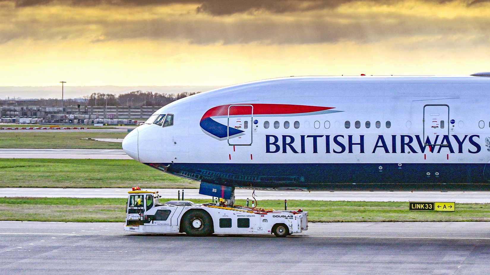 British Airways Boeing 777 being pulled