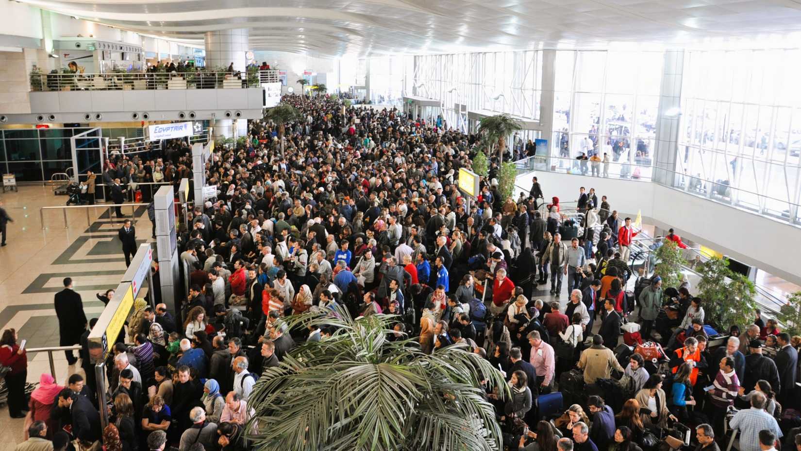 Crowded terminal at Cairo Airport
