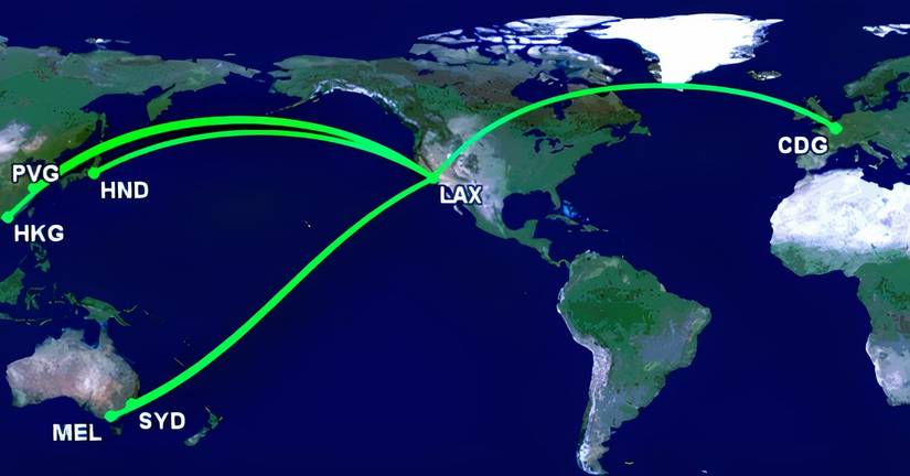 Delta's long-haul routes from LAX Q3 2026