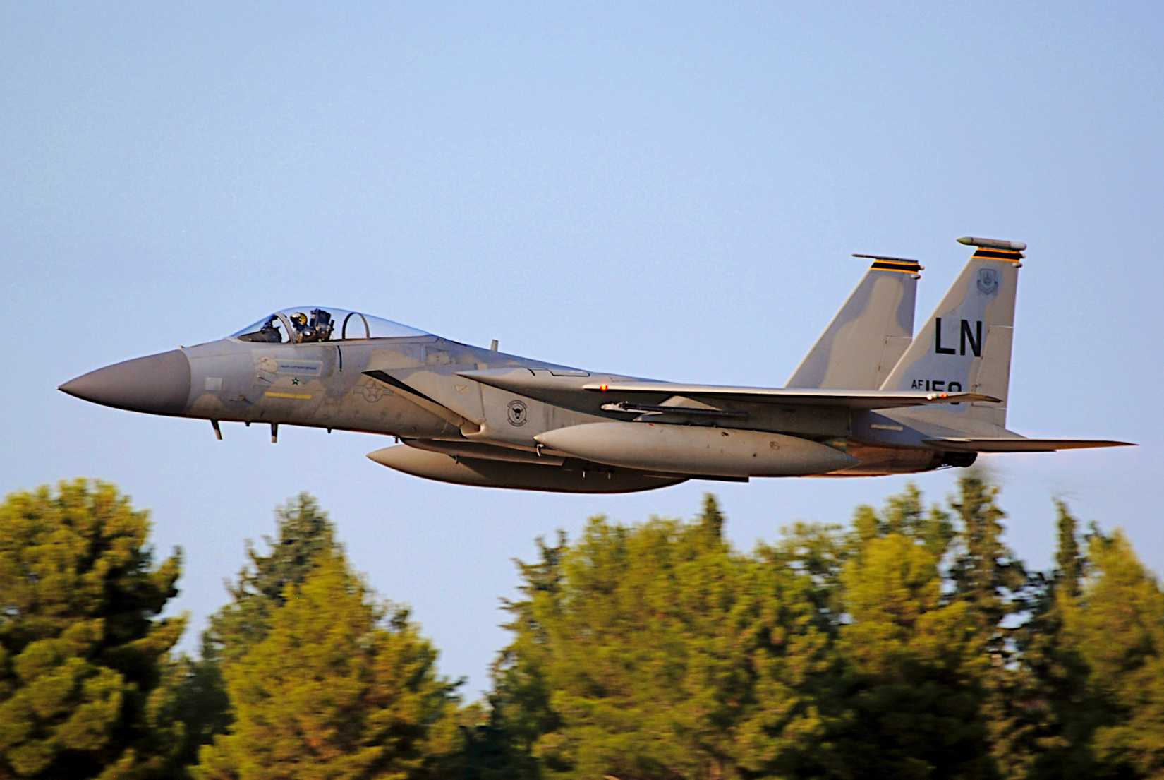 United States Air Force McDonnellDouglas F-15c with kill mark lowpass at Athens Flying Week 2021