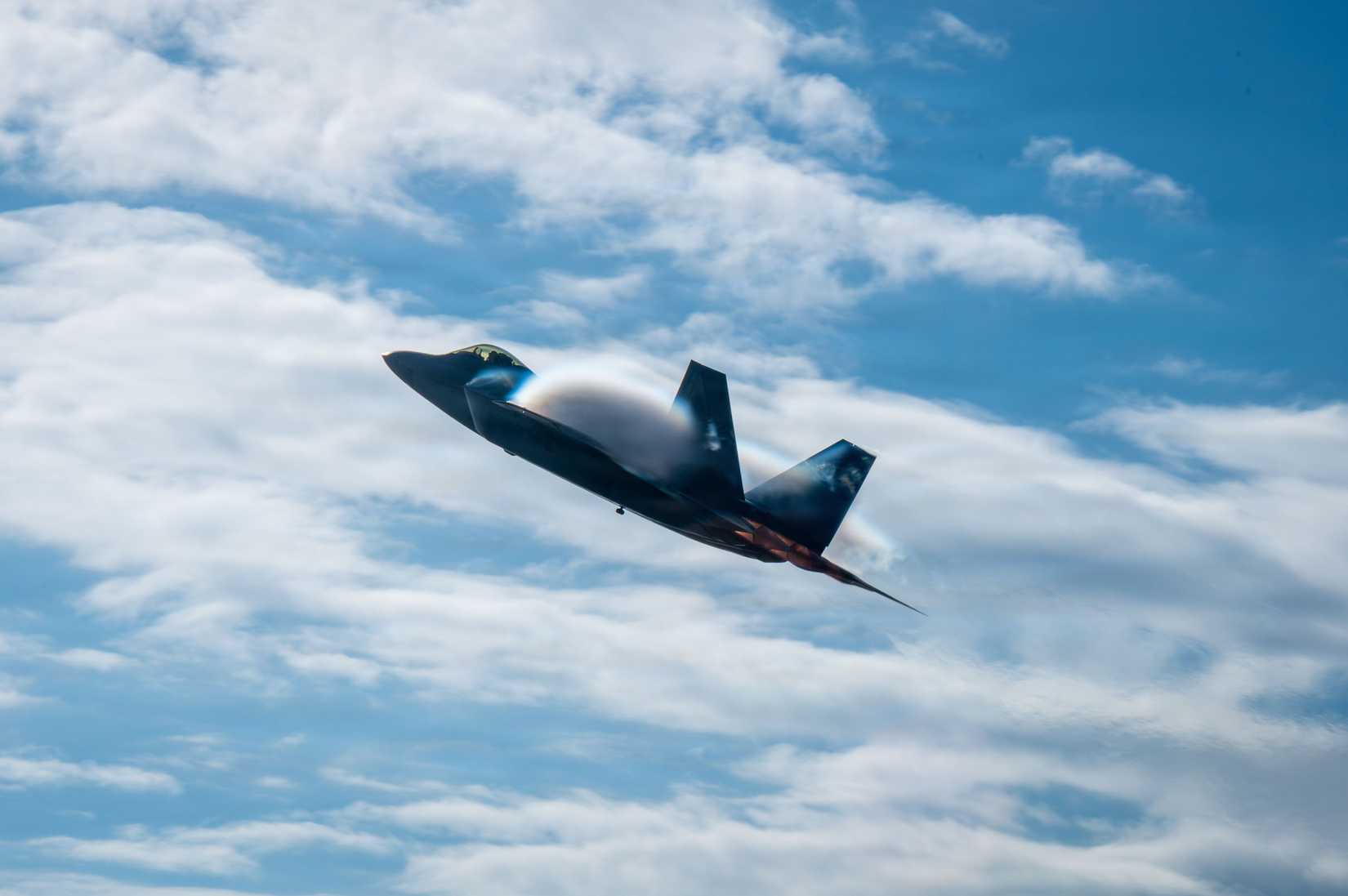 ir National Guard F-22 Raptor assigned to the 154th Wing takes flight during exercise Sentry Aloha 26-1.