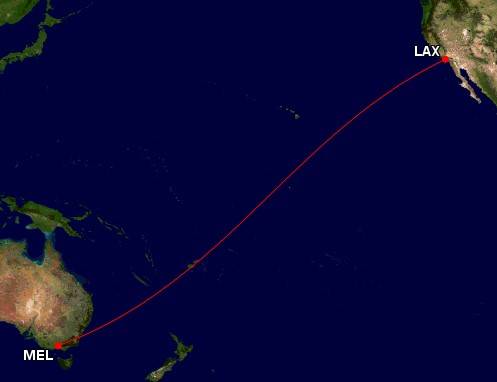 LAX‑Melbourne route map