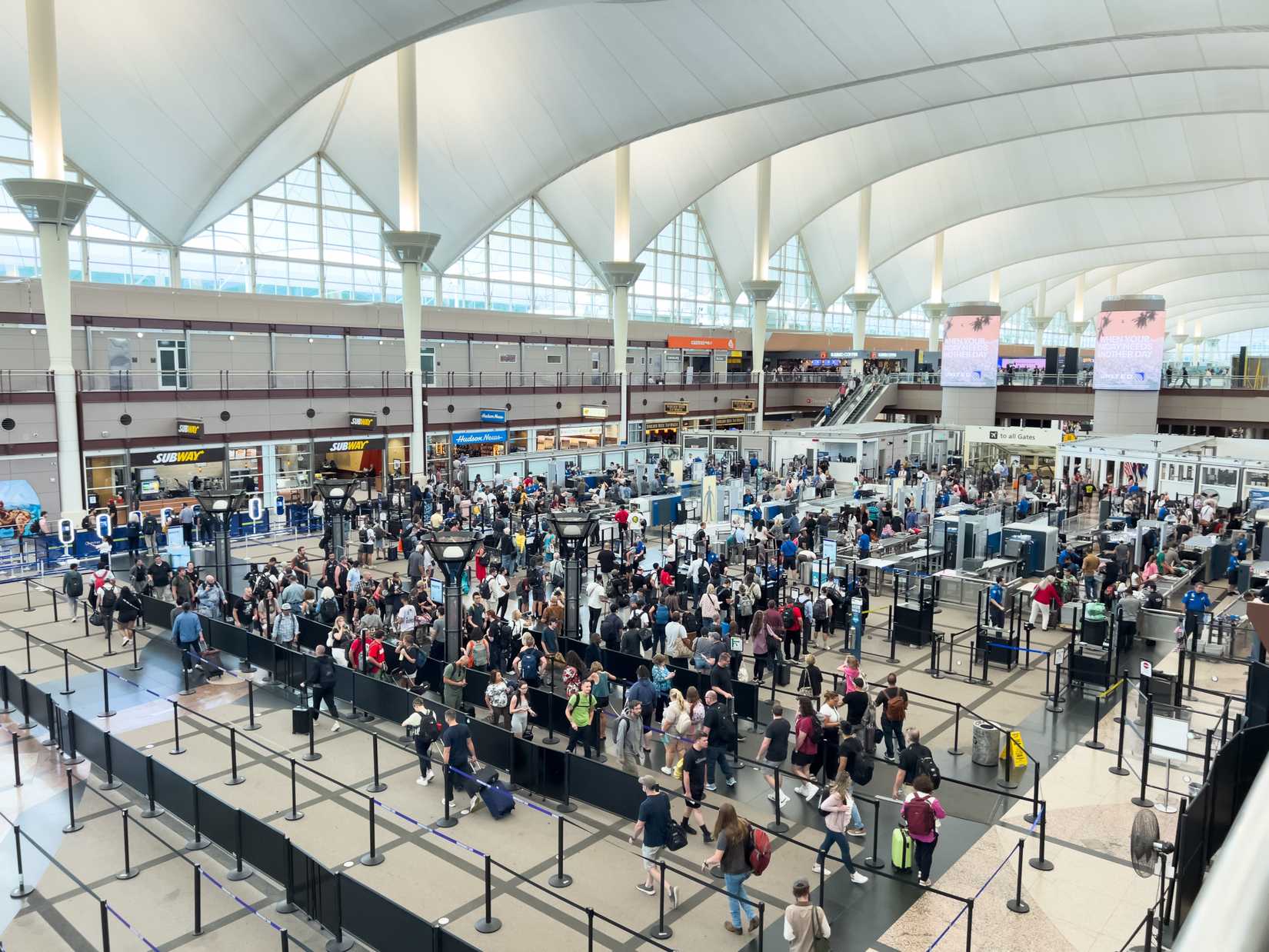 Crowded security lines at Denver Airport