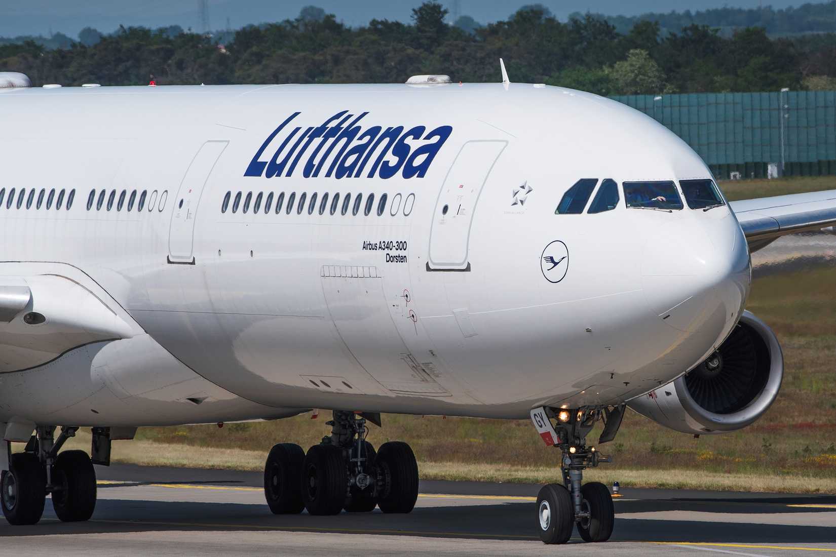 Lufthansa Airlines Airbus A340 in Frankfurt, Germany.